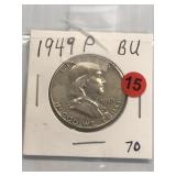 1949 P Franklin Half Dollar 90% Silver
