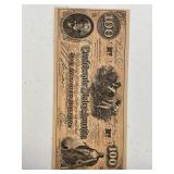 $100 Confederate Bill-Fascmile word is located on