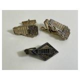 Set of Train Car Cuff Link and 2 Tie Clips