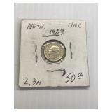 1927 Netherlands 10 cent piece silver coin