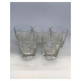 5 Etched Glass Duck Whiskey Glasses