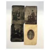 4 Tin Type Photos one framed CW Ralston
