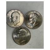 3 Large Ike Dollars Same Date