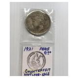 1921 Counterfeit Peace Dollar