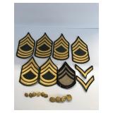 lot of vintage Army Chevrons & Uniform buttons