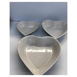 3 heart ceramic dishes
