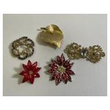 Lot of 5 Vintage Brooch Pins