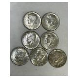 Lot of 7 40% Silver Kennedy Halves