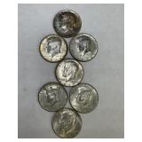Lot of 7 40% silver Kennedy halves