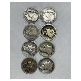 Lot of 8 Silver Dimes