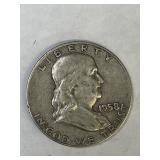 1958 D Franklin Silver Half Dollar