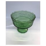 "Old" Green Glass Pedestal Fruit Bowl