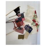 old small flags and vintage floral scarf & hankies