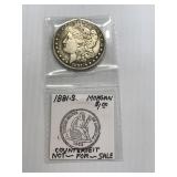 1881 S Counterfeit Morgan Silver Dollar