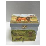Horse Theme Jewelry Box With Jewelry In it