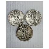 3 - 1944 Walking Liberty Silver Half Dollars