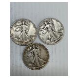 3 - 1945 Walking Liberty Silver Half Dollars