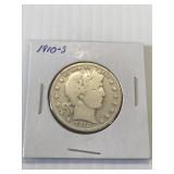 1910 S Barber Silver Half Dollar