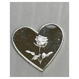 1 Gram  Silver Heart With Rose
