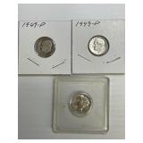 1942, 1949-P, 1949-P Mercury Dimes