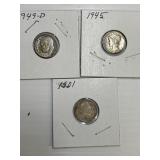 1901 1945 1949D  Dimes