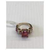 Sterling SilverRing w/gold overaly w/rub? CZ
