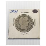 1904 Barber Silver Half Dollar
