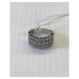 Sterling Silver Ring Wide Band w/CZ size 71/2 mark