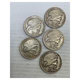 5 - 1943 Walking Liberty Silver Half Dollars