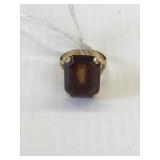 18K Gold Plate Ring w/large Baltic amber stone