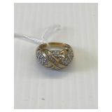 Sterling Silver Cocktail Ring w/gold overlay w/cz