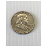 1957 D Franklin Silver Half Dollar