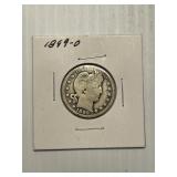 1899 O Barber Silver Quarter