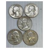 5 - 1964 Silver Quarters