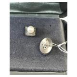 2 Sterling Silver Tie Tacks 1 w/pearl