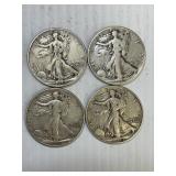 1942 ,43, 44, & 1945 Walking Liberty Silver Half s