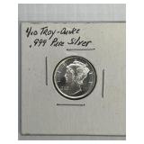 1/10th oz  Mercury Dime  Silver Round