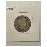 1905 Barber Silver Quarter