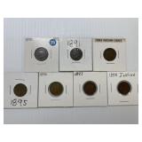 7 Indian Head Cents 1890-91-93-95-96-97-98