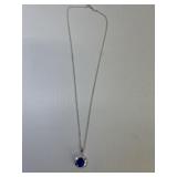 18" Blue Sapphire Necklace .925 silver
