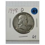 1948 D Franklin Half Dollar-90% Silver