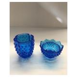 Two piece vintage Fenton Art Glass Colonial Blue