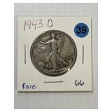 1943 D Walking Liberty Half Dollar-90% Silver Rare