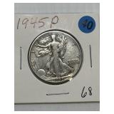 1945 P Walking liberty half dollar 90%