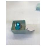 Large Aquamarine Ring Size 9 1/2 .925 Silver