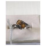 Double Yellow Citrine Ring Size 5 .925