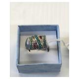Turquoise & Ruby Ring Size 7 1/2 .925