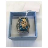 Turquoise Stone in Spider Cage Size 7 1/2 .925 sil