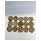 15 Old Wooden Nickels