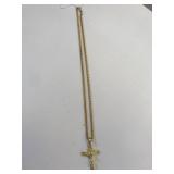 24" gold tone necklace w/cross